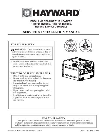 SERVICE & INSTALLATION MANUAL - Hayward