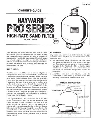 Hayward Pro™ Series High-Rate Sand Filter - Model S310T ...