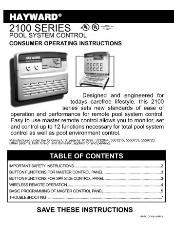 PSC 2100 Operating Instructions - Hayward