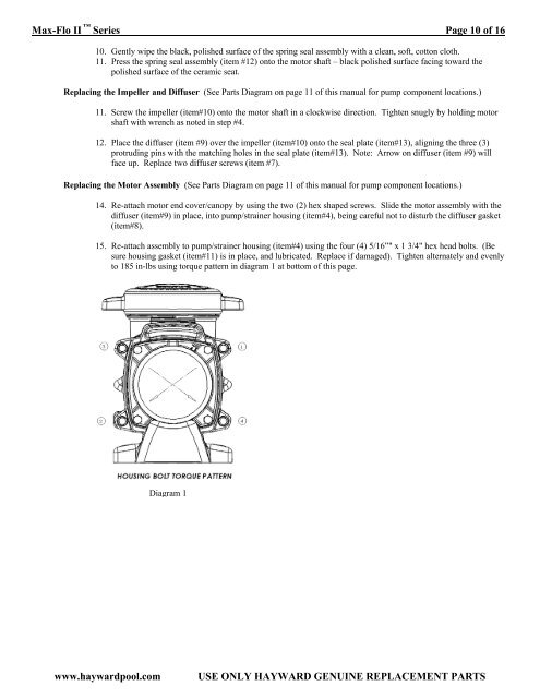 Max Flo II™ Pump Series - Owner's Manual - Pool Center