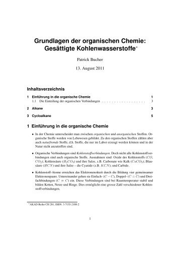 Grundlagen der organischen Chemie: Gesättigte ... - paedubucher