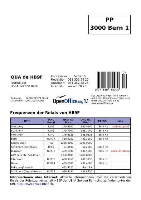 QUA de HB9F