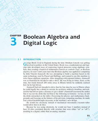 CHAPTER Boolean Algebra and Digital Logic