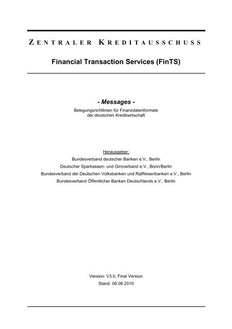 Finanzdatenformate - FinTS
