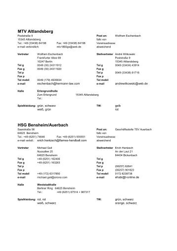 MTV Altlandsberg HSG Bensheim/Auerbach - Handball Bundesliga ...
