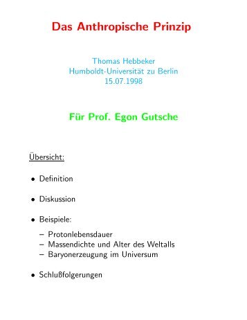 "Das anthropische Prinzip" (pdf) - Server der Fachgruppe Physik der ...