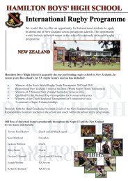 International Rugby Programme - Hamilton Boys' High School