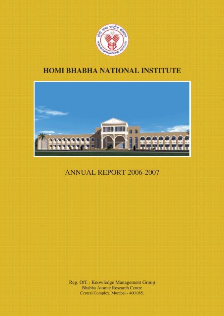Annual Report 2006-2007 - Homi Bhabha National Institute