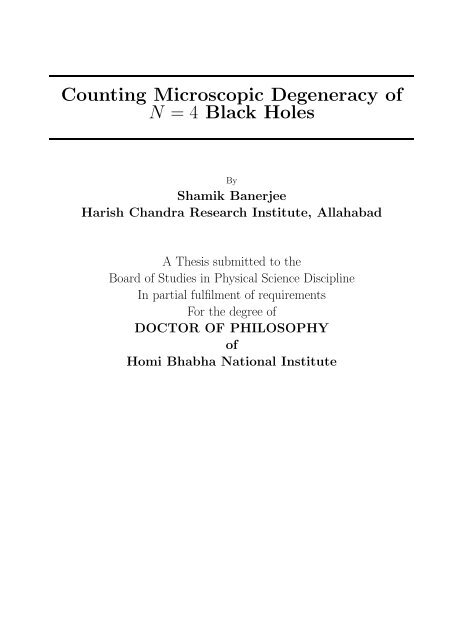 PHYS08200604018 Shamik Banerjee - Homi Bhabha National ...
