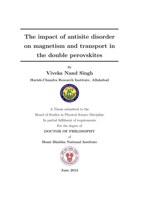 PHYS08200604016 Vivek - Homi Bhabha National Institute