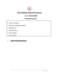 Progress Report Template - Homi Bhabha National Institute