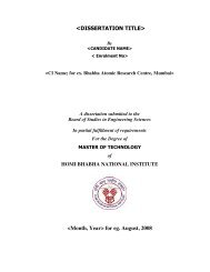 M.Tech. Dissertation Format - Homi Bhabha National Institute