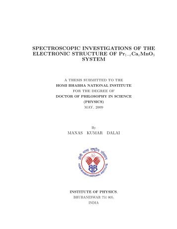 PHYS07200604007 Manas Kumar Dala - Homi Bhabha National ...