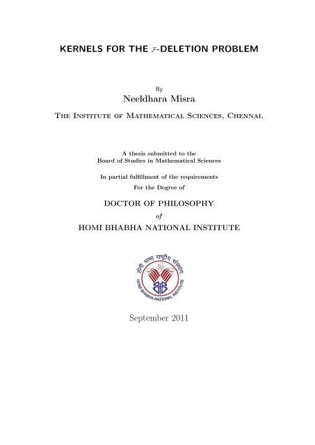 MATH10200705001 Neeldhara Misra - Homi Bhabha National ...