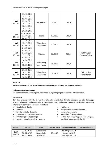 Lehrgangsplan 2013 (PDF) - DBS