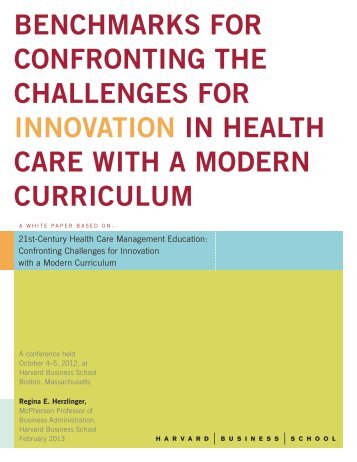 benchmarks for confronting the challenges for innovation in health