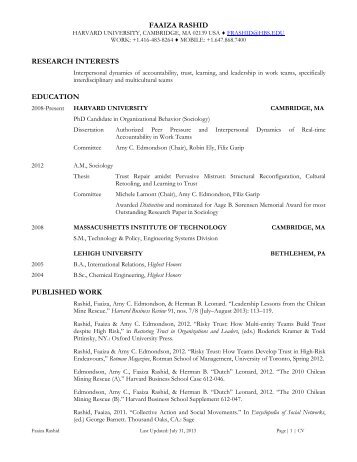 Curriculum Vitae - Harvard Business School