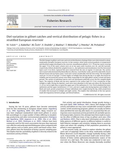 Fisheries Research Diel variation in gillnet catches and vertical ...