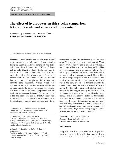 The effect of hydropower on fish stocks: comparison between ...