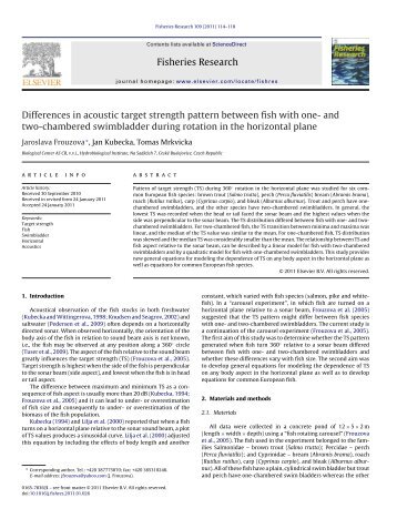 Differences in acoustic target strength pattern between fish with one ...