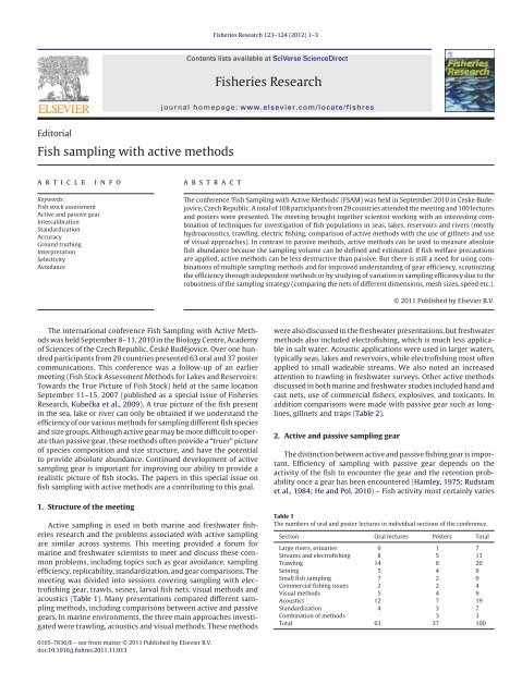 Fisheries Research Fish sampling with active methods