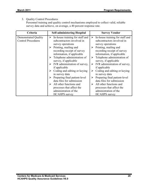 Quality Assurance Guidelines CAHPS® Hospital Survey - HCAHPS