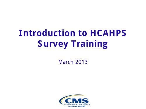 Introduction to HCAHPS Survey Training