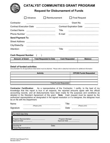 Cash Request Form - California Department of Housing and ...