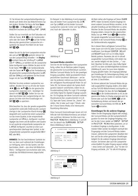 AVR3500Audio-/Video-Receiver - Aerne Menu