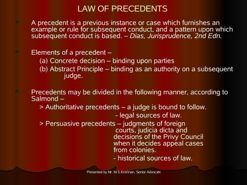 LAW OF PRECEDENTS - Madras High Court