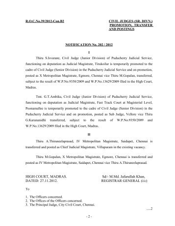 27.11.2012. REGISTRAR GENERAL (i/c) - Madras High Court