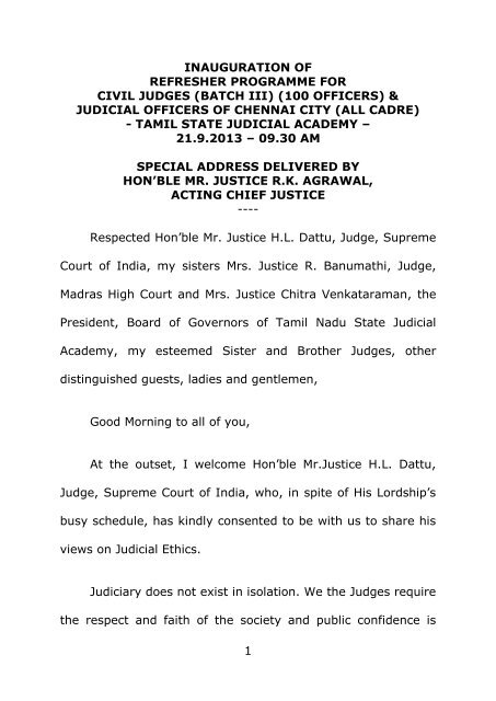 judicial officers of chennai city - Madras High Court