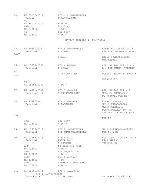 COURT NO. 1 HON'BLE THE ACTING CHIEF JUSTICE TO BE ...