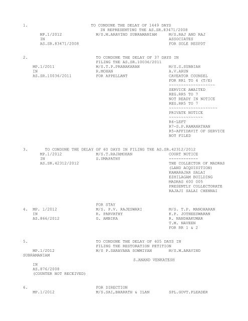 COURT NO. 1 HON'BLE THE ACTING CHIEF JUSTICE TO BE ...