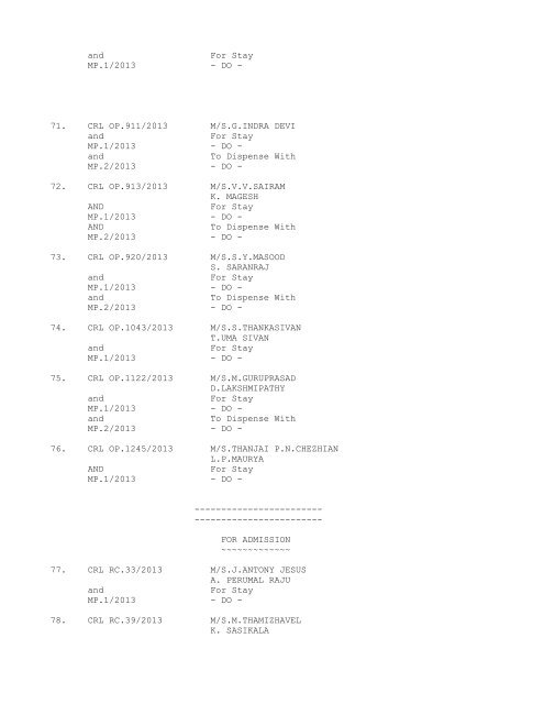 COURT NO. 1 HON'BLE THE ACTING CHIEF JUSTICE TO BE ...