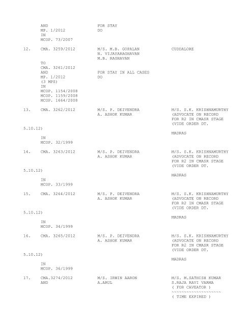 COURT NO. 1 HON'BLE THE ACTING CHIEF JUSTICE TO BE ...