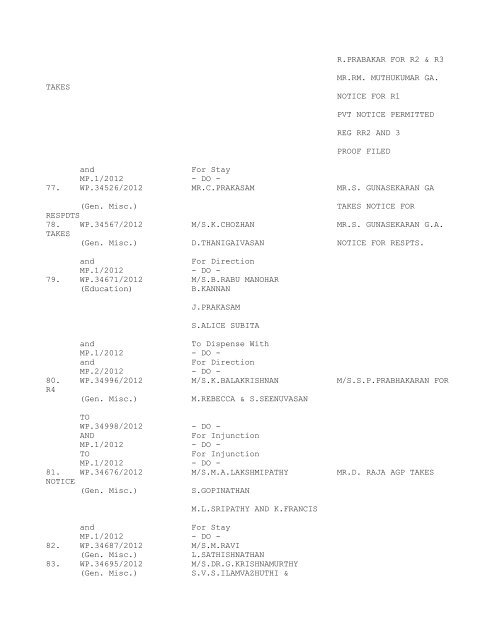 COURT NO. 1 HON'BLE THE ACTING CHIEF JUSTICE TO BE ...