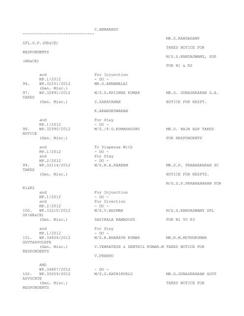 COURT NO. 1 HON'BLE THE ACTING CHIEF JUSTICE TO BE ...