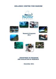 2011 Research Programmes of the HCMR - Hellenic Centre for ...