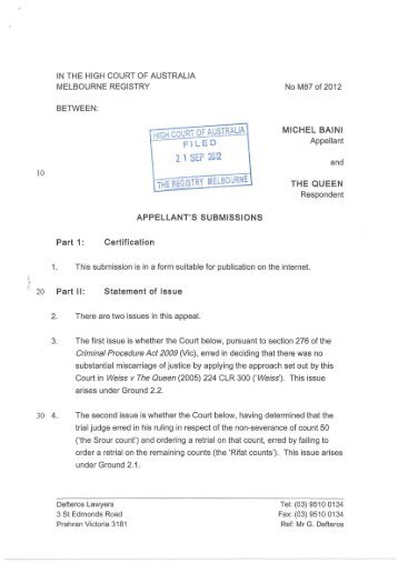 Written submissions - High Court of Australia