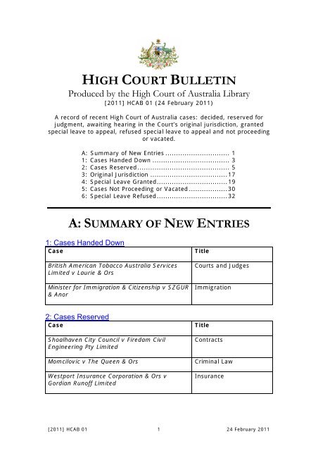 Pdf 203k High Court Of Australia