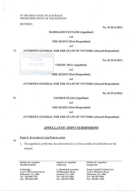 Written submissions - High Court of Australia