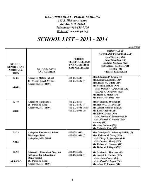 HARFORD COUNTY PUBLIC SCHOOLS