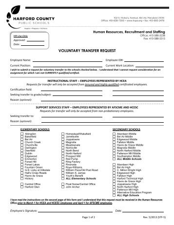 Voluntary Transfer Request Form 11-2012 - Harford County Public ...