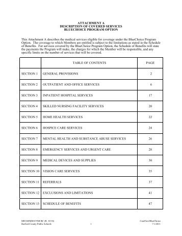 Blue Choice HMO Benefits - Harford County Public Schools
