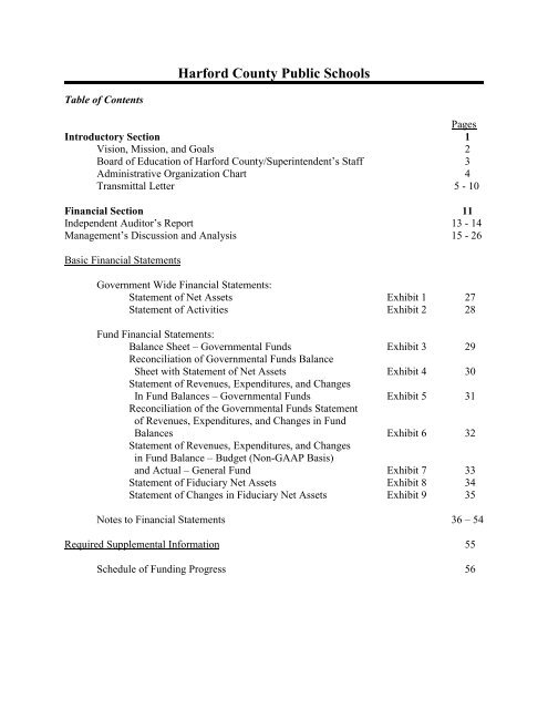 FY 2009 Comprehensive Annual Financial Report - Harford County ...