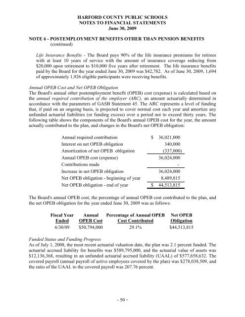 FY 2009 Comprehensive Annual Financial Report - Harford County ...