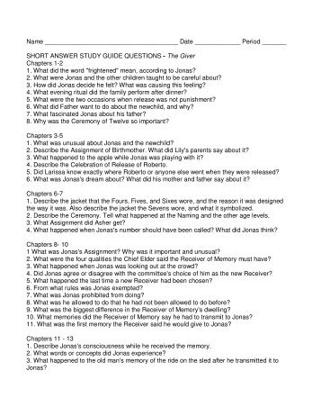 SHORT ANSWER STUDY GUIDE QUESTIONS