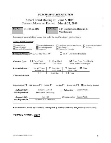 Pricing Addendum Tabulation