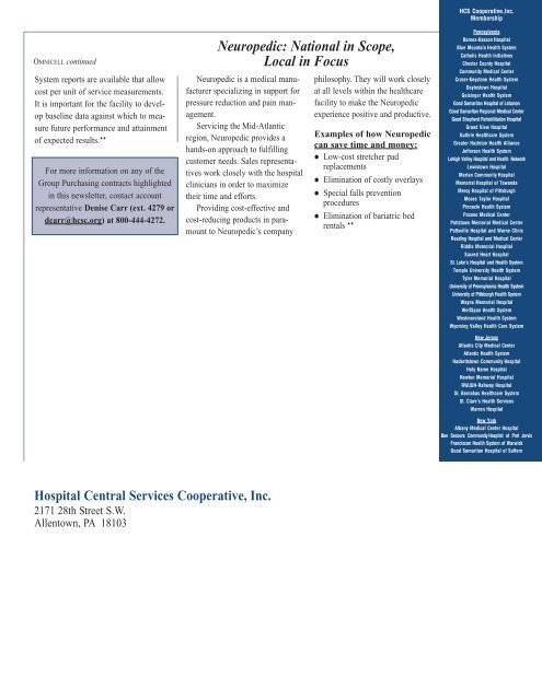 Neuropedic - Hospital Central Services, Inc. & Affiliates (HCSC)